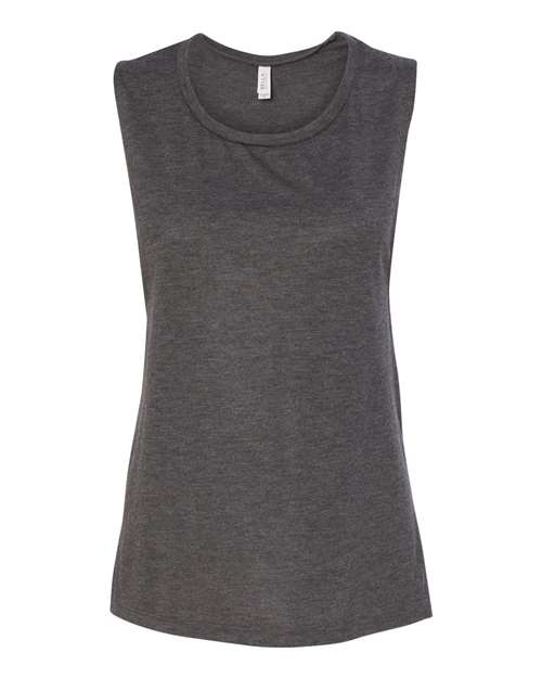 BELLA + CANVAS 8803 Women's Flowy Scoop Muscle Tank - Dark Grey Heather - front