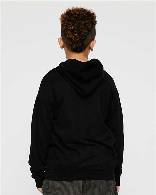 LAT 2296 Youth Hoodie Sweatshirt - Black - model back