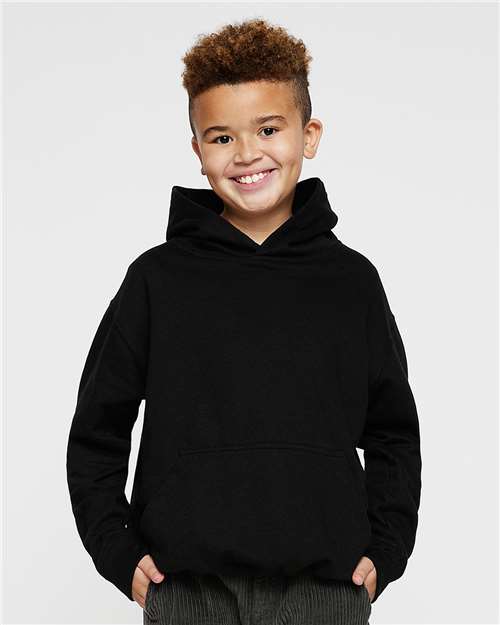 LAT 2296 Youth Hoodie Sweatshirt - Black - model front
