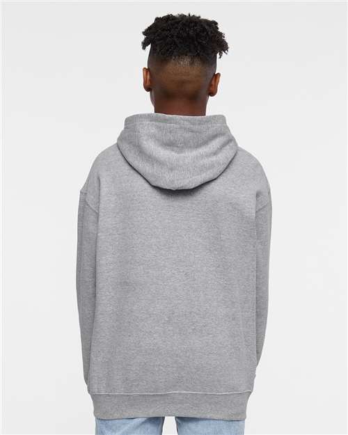LAT 2296 Youth Hoodie Sweatshirt - Heather - model back