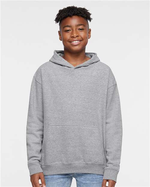 LAT 2296 Youth Hoodie Sweatshirt - Heather - model front