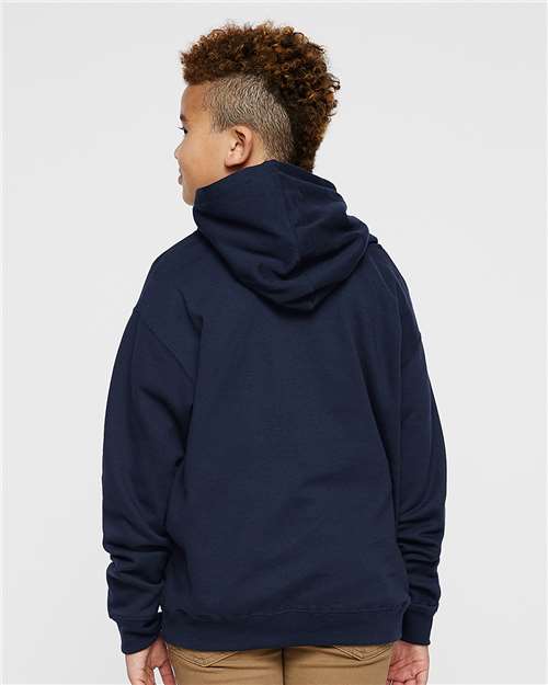 LAT 2296 Youth Hoodie Sweatshirt - Navy - model back