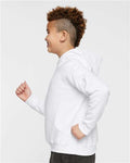 LAT 2296 Youth Hoodie Sweatshirt - White - model side