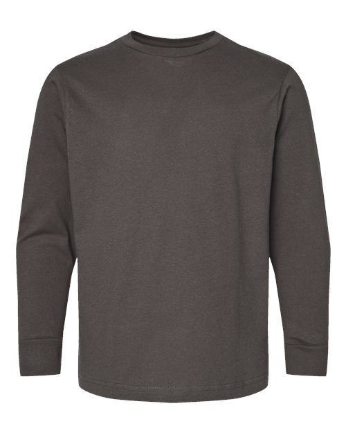 LAT 6201 Youth Fine Jersey Long Sleeve Tee - Charcoal - front