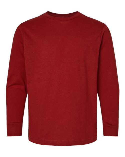 LAT 6201 Youth Fine Jersey Long Sleeve Tee - Garnet - front