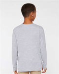 LAT 6201 Youth Fine Jersey Long Sleeve Tee - Heather - model back