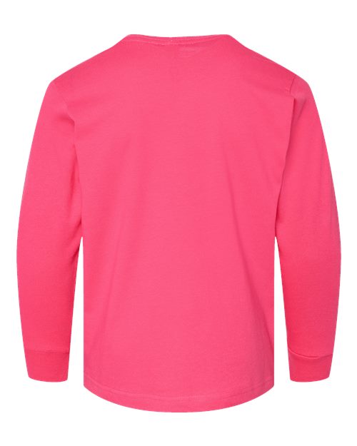 LAT 6201 Youth Fine Jersey Long Sleeve Tee - Hot Pink - back