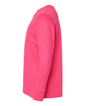LAT 6201 Youth Fine Jersey Long Sleeve Tee - Hot Pink - side