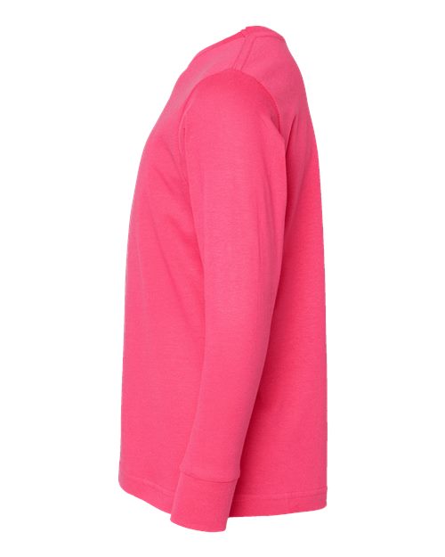LAT 6201 Youth Fine Jersey Long Sleeve Tee - Hot Pink - side
