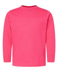 LAT 6201 Youth Fine Jersey Long Sleeve Tee - Hot Pink - front