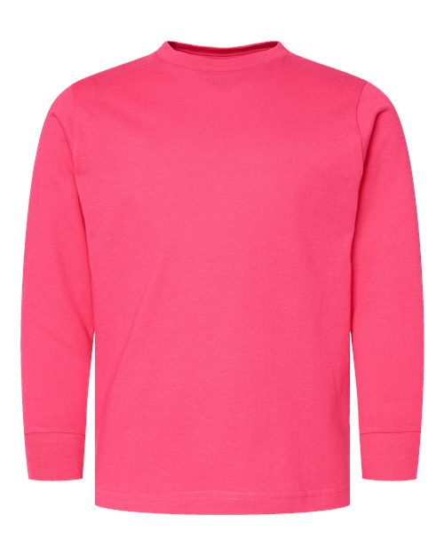 LAT 6201 Youth Fine Jersey Long Sleeve Tee - Hot Pink - front