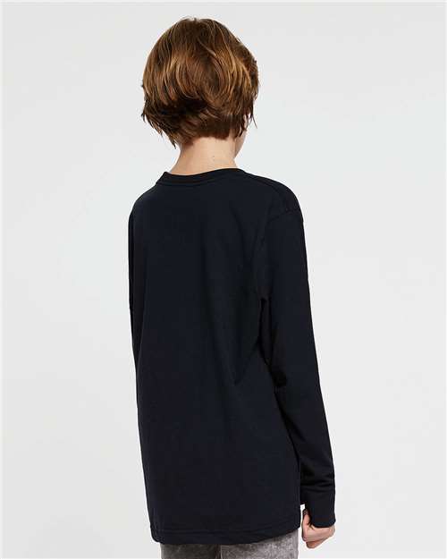 LAT 6201 Youth Fine Jersey Long Sleeve Tee - Navy - model back