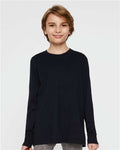LAT 6201 Youth Fine Jersey Long Sleeve Tee - Navy - model front
