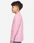 LAT 6201 Youth Fine Jersey Long Sleeve Tee - Pink - model side