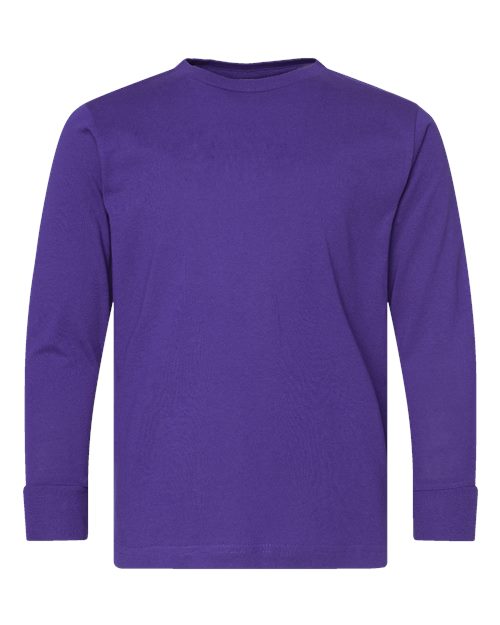 LAT 6201 Youth Fine Jersey Long Sleeve Tee - Purple - front