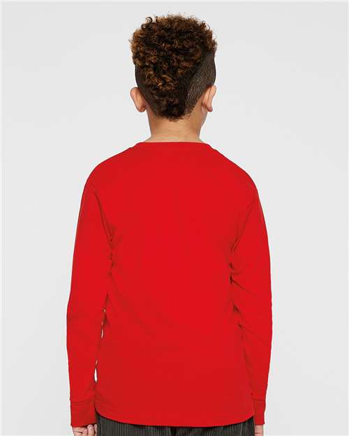 LAT 6201 Youth Fine Jersey Long Sleeve Tee - Red - model back