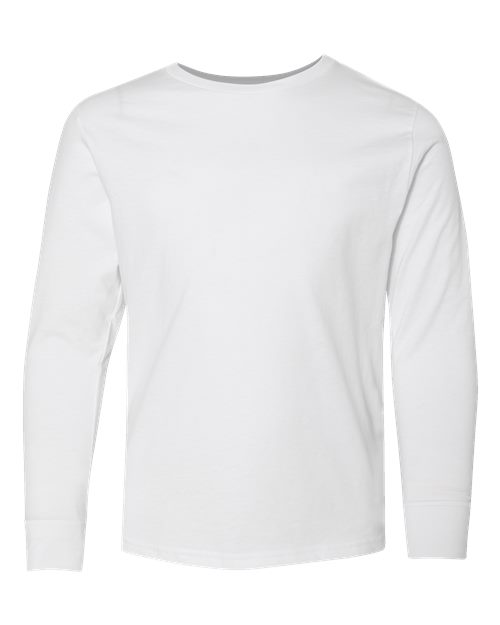 LAT 6201 Youth Fine Jersey Long Sleeve Tee - White - front