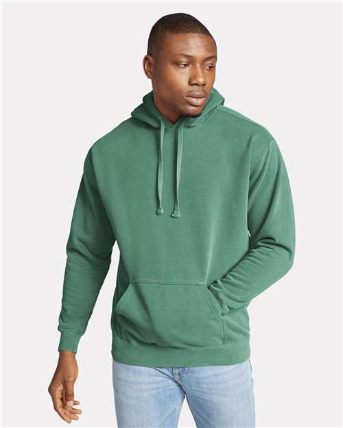 Comfort Colors 1567 Garment-Dyed Hooded Sweatshirt - Light Green - model front