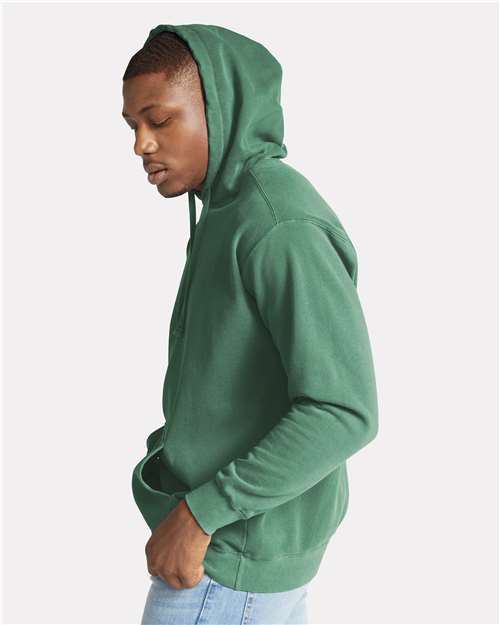 Comfort Colors 1567 Garment-Dyed Hooded Sweatshirt - Light Green - model side