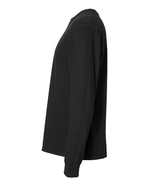 Comfort Colors 6014 Garment-Dyed Heavyweight Long Sleeve T-Shirt - Black - side