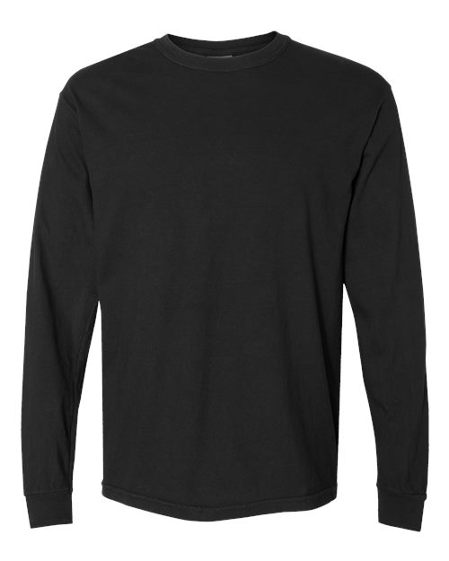 Comfort Colors 6014 Garment-Dyed Heavyweight Long Sleeve T-Shirt - Black - front