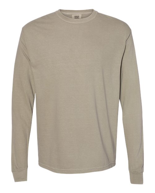 Comfort Colors 6014 Garment-Dyed Heavyweight Long Sleeve T-Shirt - Sandstone - front