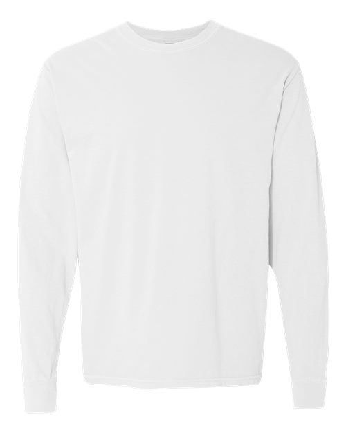 Comfort Colors 6014 Garment-Dyed Heavyweight Long Sleeve T-Shirt - White - front