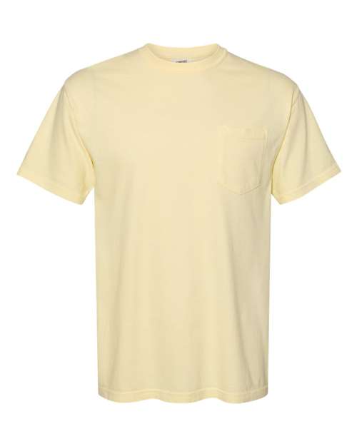 Comfort Colors 6030 Unisex Garment-Dyed Heavyweight Pocket T-Shirt - Banana - front