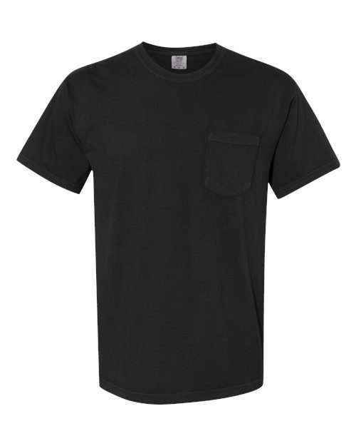 Comfort Colors 6030 Unisex Garment-Dyed Heavyweight Pocket T-Shirt - Black - front