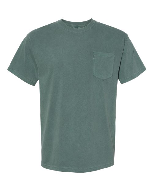 Comfort Colors 6030 Unisex Garment-Dyed Heavyweight Pocket T-Shirt - Blue Spruce - front