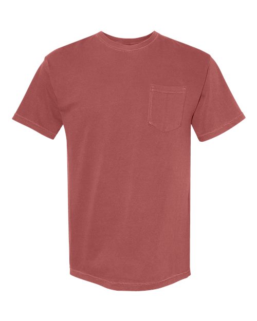Comfort Colors 6030 Unisex Garment-Dyed Heavyweight Pocket T-Shirt - Brick - front