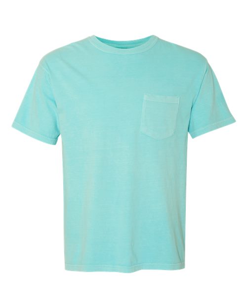 Comfort Colors 6030 Unisex Garment-Dyed Heavyweight Pocket T-Shirt - Chalky Mint - front