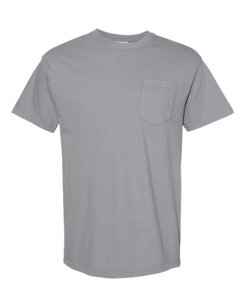 Comfort Colors 6030 Unisex Garment-Dyed Heavyweight Pocket T-Shirt - Granite - front
