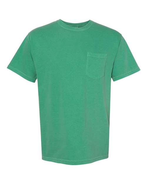 Comfort Colors 6030 Unisex Garment-Dyed Heavyweight Pocket T-Shirt - Grass - front