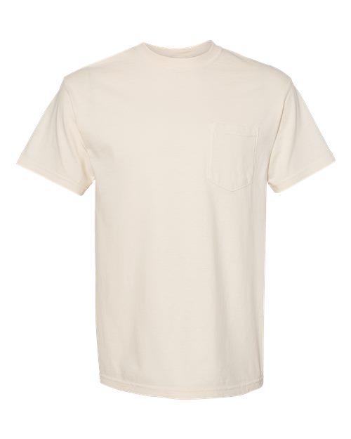 Comfort Colors 6030 Unisex Garment-Dyed Heavyweight Pocket T-Shirt - Ivory - front