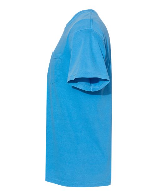 Comfort Colors 6030 Unisex Garment-Dyed Heavyweight Pocket T-Shirt - Royal Caribe - side