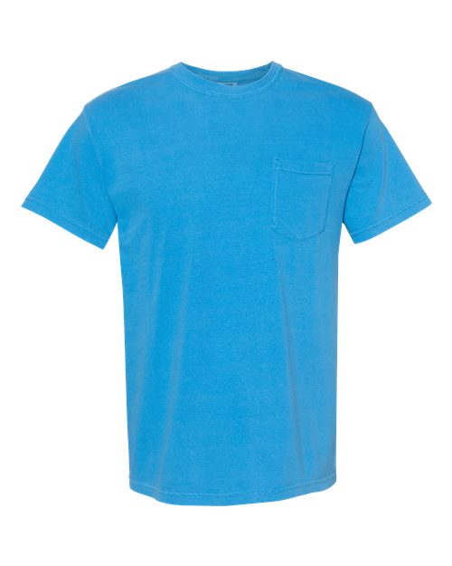 Comfort Colors 6030 Unisex Garment-Dyed Heavyweight Pocket T-Shirt - Royal Caribe - front