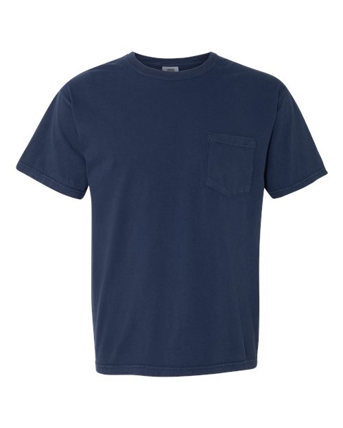 Comfort Colors 6030 Unisex Garment-Dyed Heavyweight Pocket T-Shirt - True Navy - front