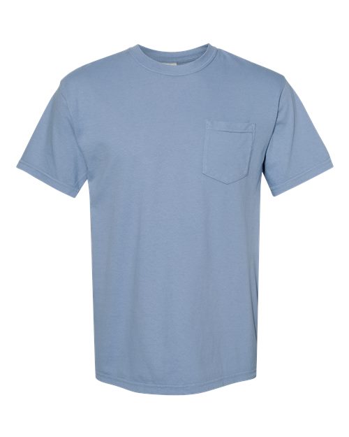 Comfort Colors 6030 Unisex Garment-Dyed Heavyweight Pocket T-Shirt - Washed Denim - front