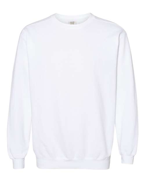 Comfort Colors 1566 Unisex Garment-Dyed Crewneck Sweatshirt - White - front