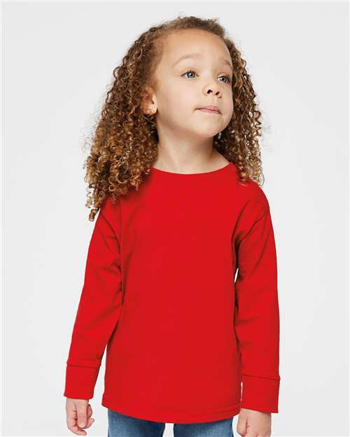 Rabbit Skins 3302 Toddler Fine Jersey Long Sleeve Tee - Red - model front