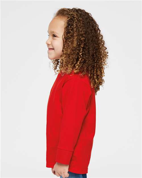 Rabbit Skins 3302 Toddler Fine Jersey Long Sleeve Tee - Red - model side