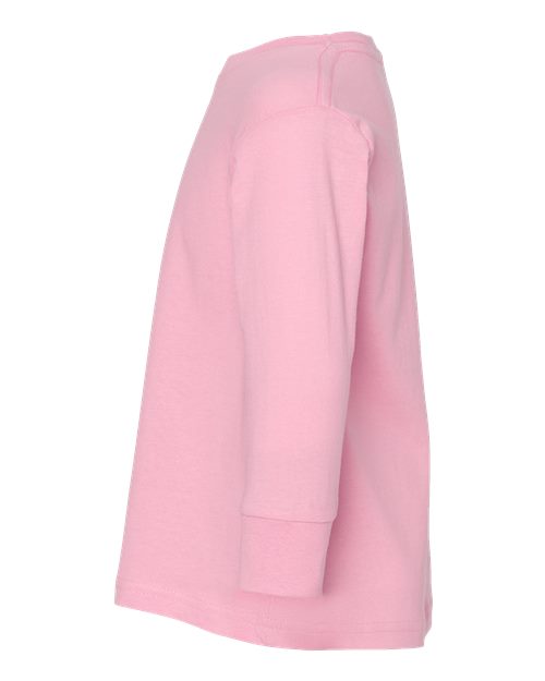 Rabbit Skins 3302 Toddler Fine Jersey Long Sleeve Tee - Pink - side