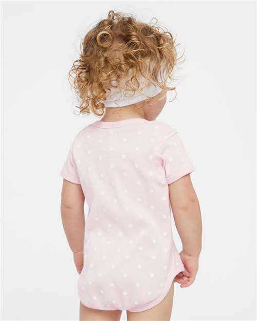 Rabbit Skins 4400 Infant Baby Rib Bodysuit - Ballerina/ White Dot - model back