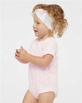 Rabbit Skins 4400 Infant Baby Rib Bodysuit - Ballerina/ White Dot - model side