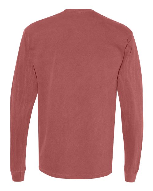Comfort Colors 4410 Garment-Dyed Heavyweight Long Sleeve Pocket T-Shirt - Brick - back