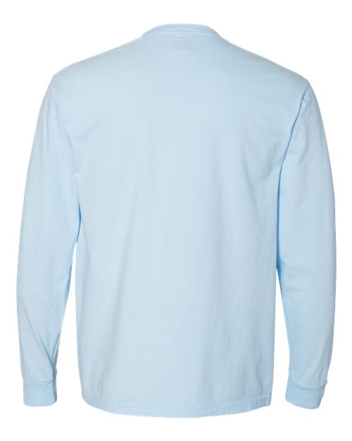 Comfort Colors 4410 Garment-Dyed Heavyweight Long Sleeve Pocket T-Shirt - Chambray - back