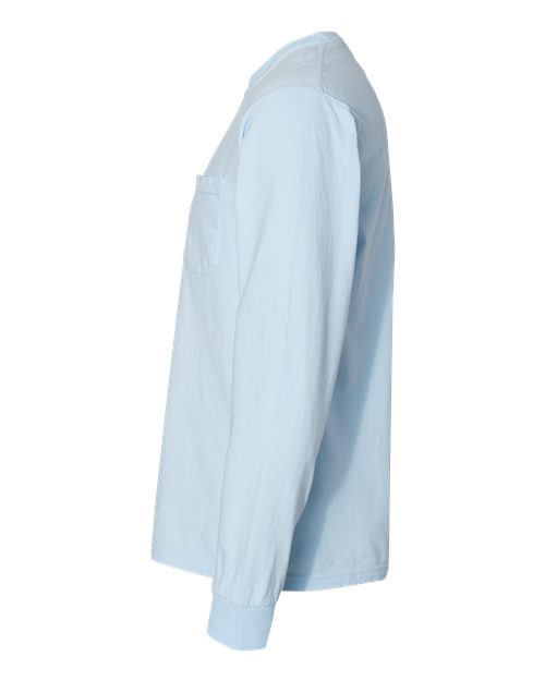 Comfort Colors 4410 Garment-Dyed Heavyweight Long Sleeve Pocket T-Shirt - Chambray - side