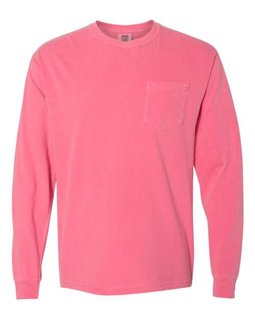 Comfort Colors 4410 Garment-Dyed Heavyweight Long Sleeve Pocket T-Shirt - Crunchberry - front
