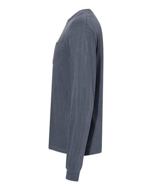Comfort Colors 4410 Garment-Dyed Heavyweight Long Sleeve Pocket T-Shirt - Denim - side